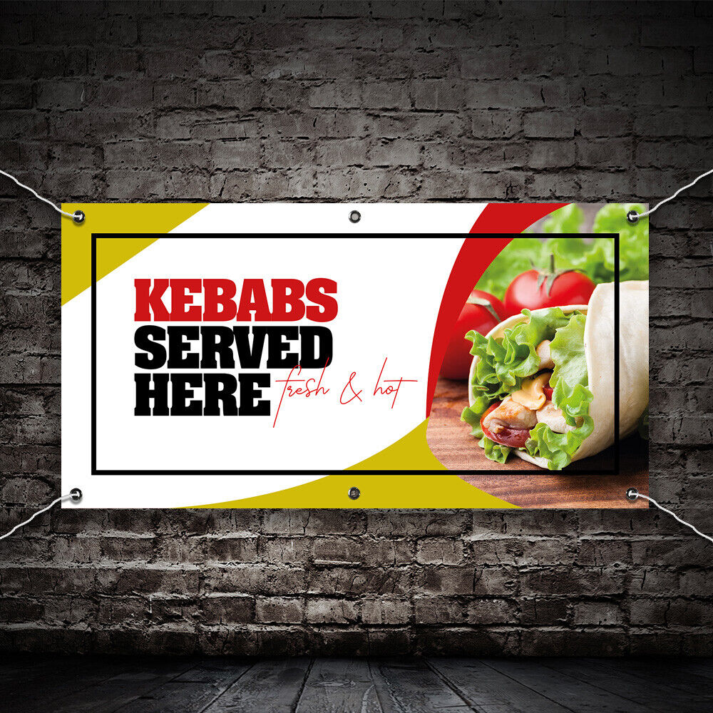 PVC Banner Kebabs Served Here Promotional Print Outdoor Waterproof High Quality