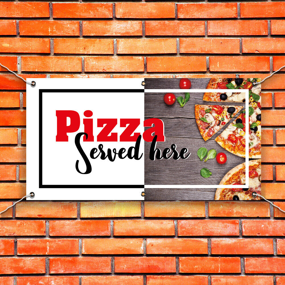 PVC Banner Pizza Served Here Promotional Print Outdoor Waterproof High Quality