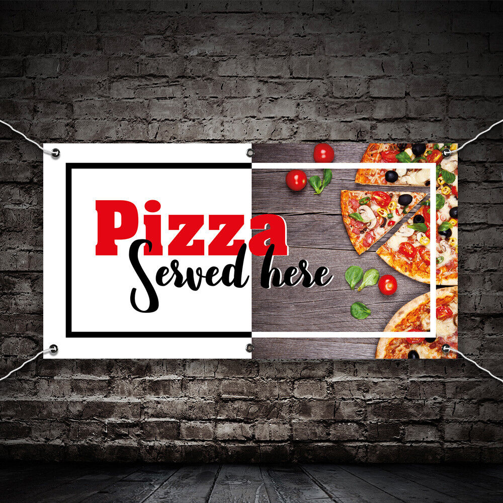 PVC Banner Pizza Served Here Promotional Print Outdoor Waterproof High Quality