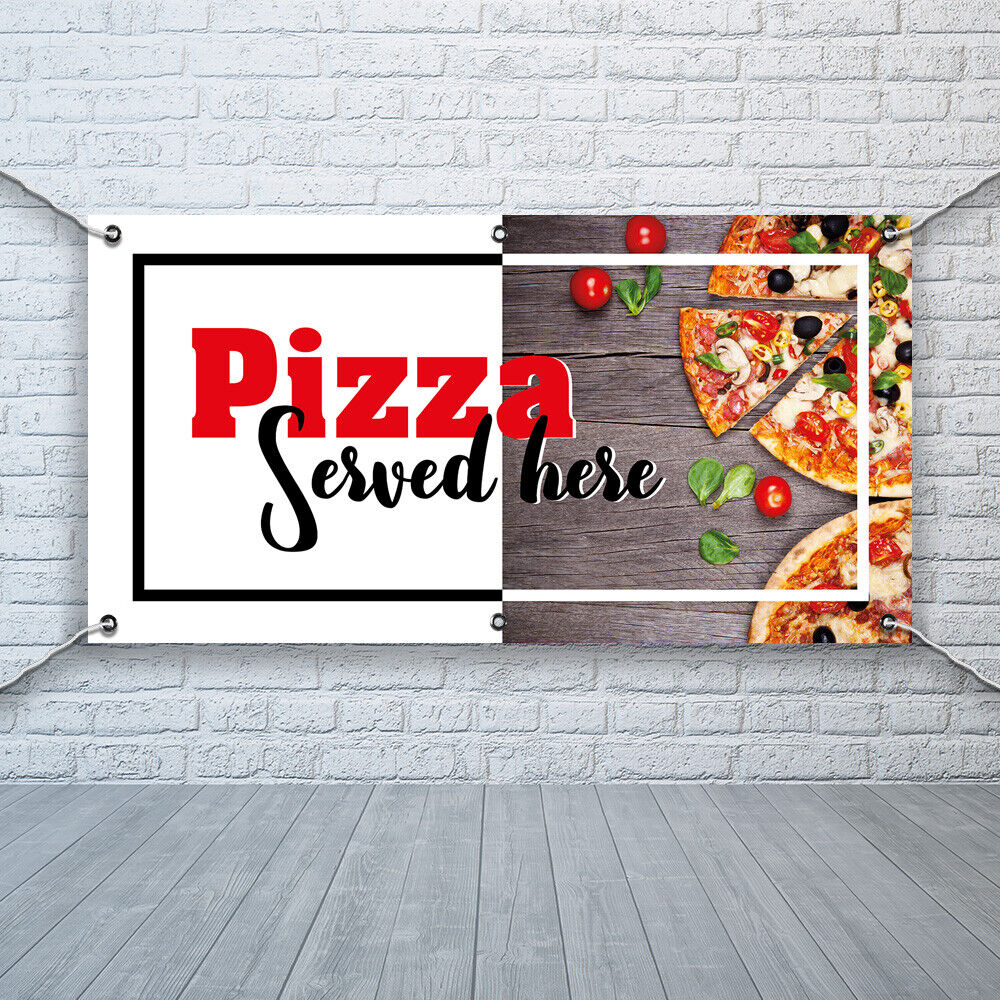 PVC Banner Pizza Served Here Promotional Print Outdoor Waterproof High Quality