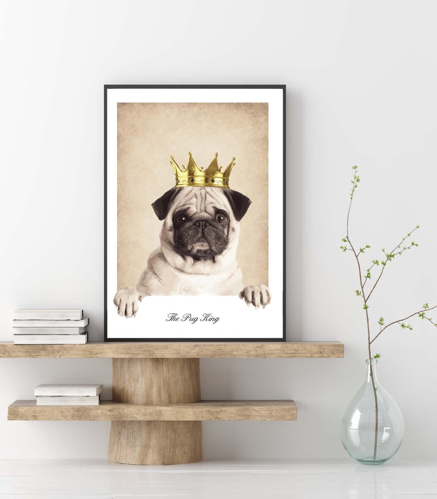 The Pug King poster print home wall art decor animal dog poster