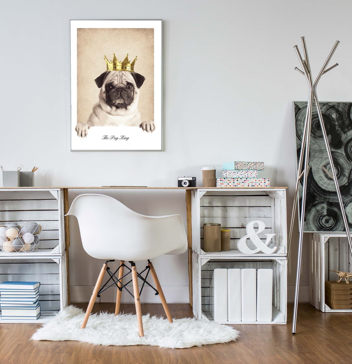 The Pug King poster print home wall art decor animal dog poster