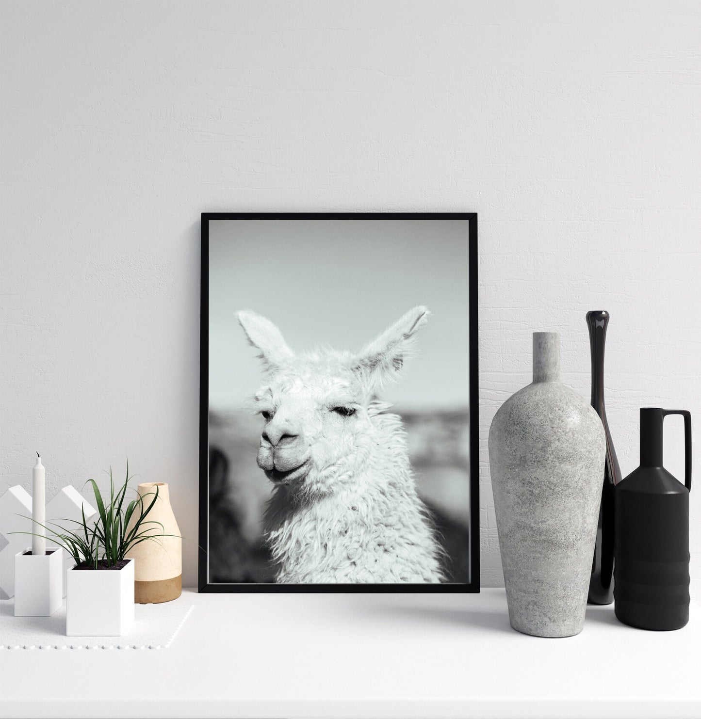 Lama poster print home wall art decor black and white modern poster