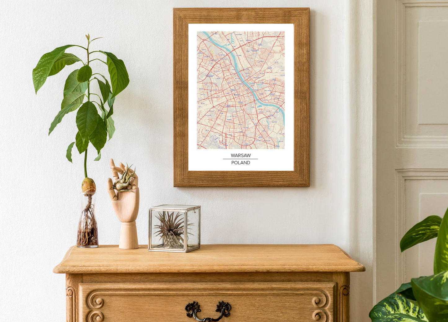 Warsaw city map poster print home wall art decor Europe colour map print