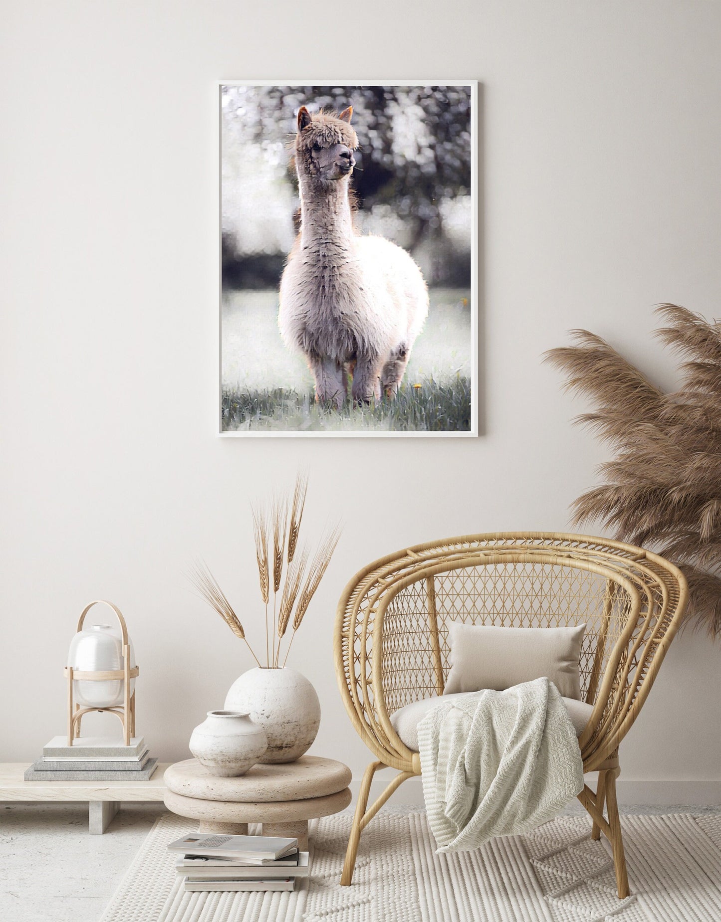 Lama watercolour poster print home wall art decor animal print