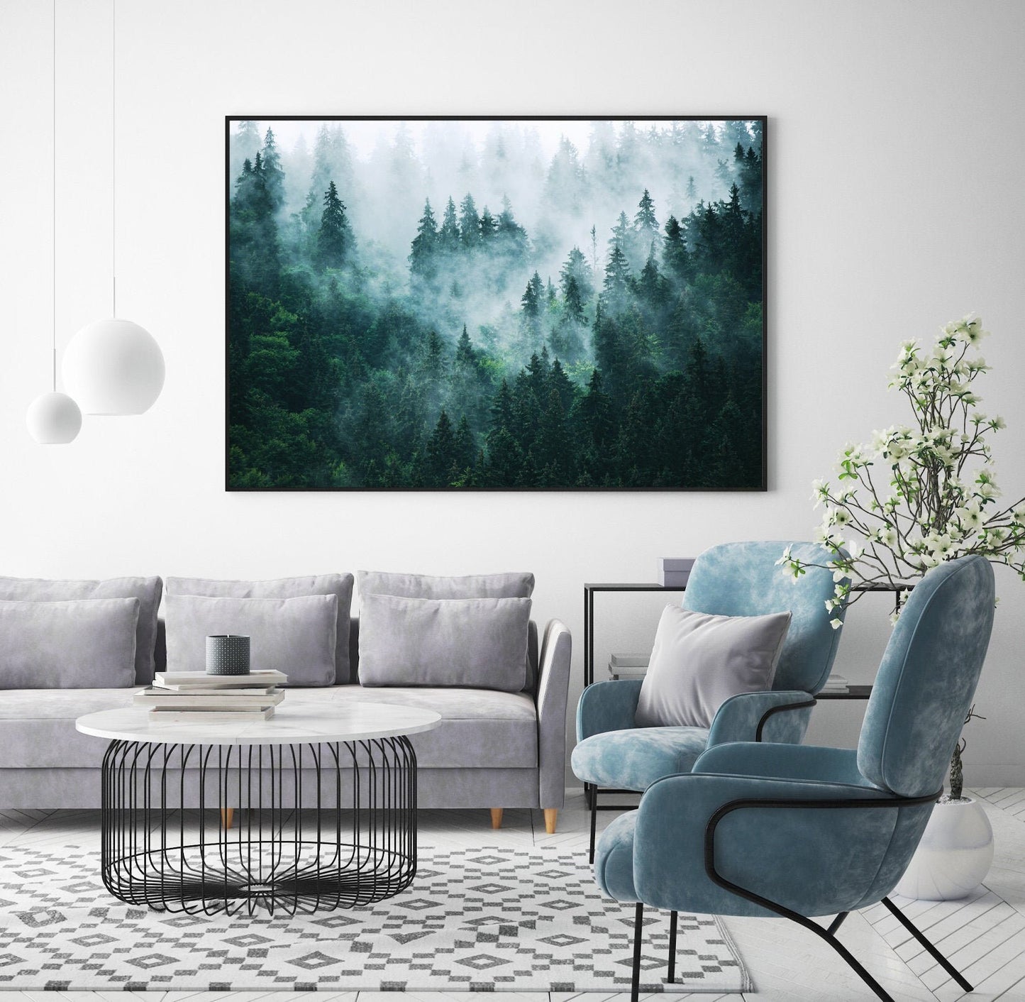 Foggy Forest poster print home wall art decor nature landscape beautiful print