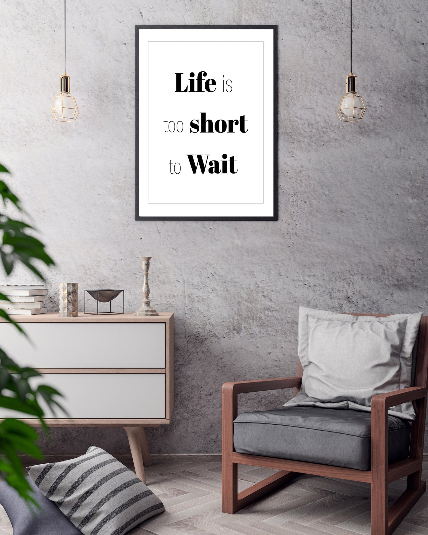 Motivational Quote poster print home wall art decor life is too short modern design