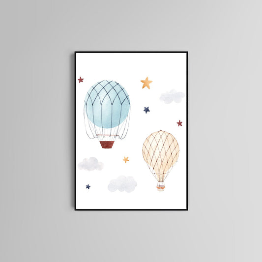 Hot air balloons print poster print home wall nursery art decor modern designed for kids