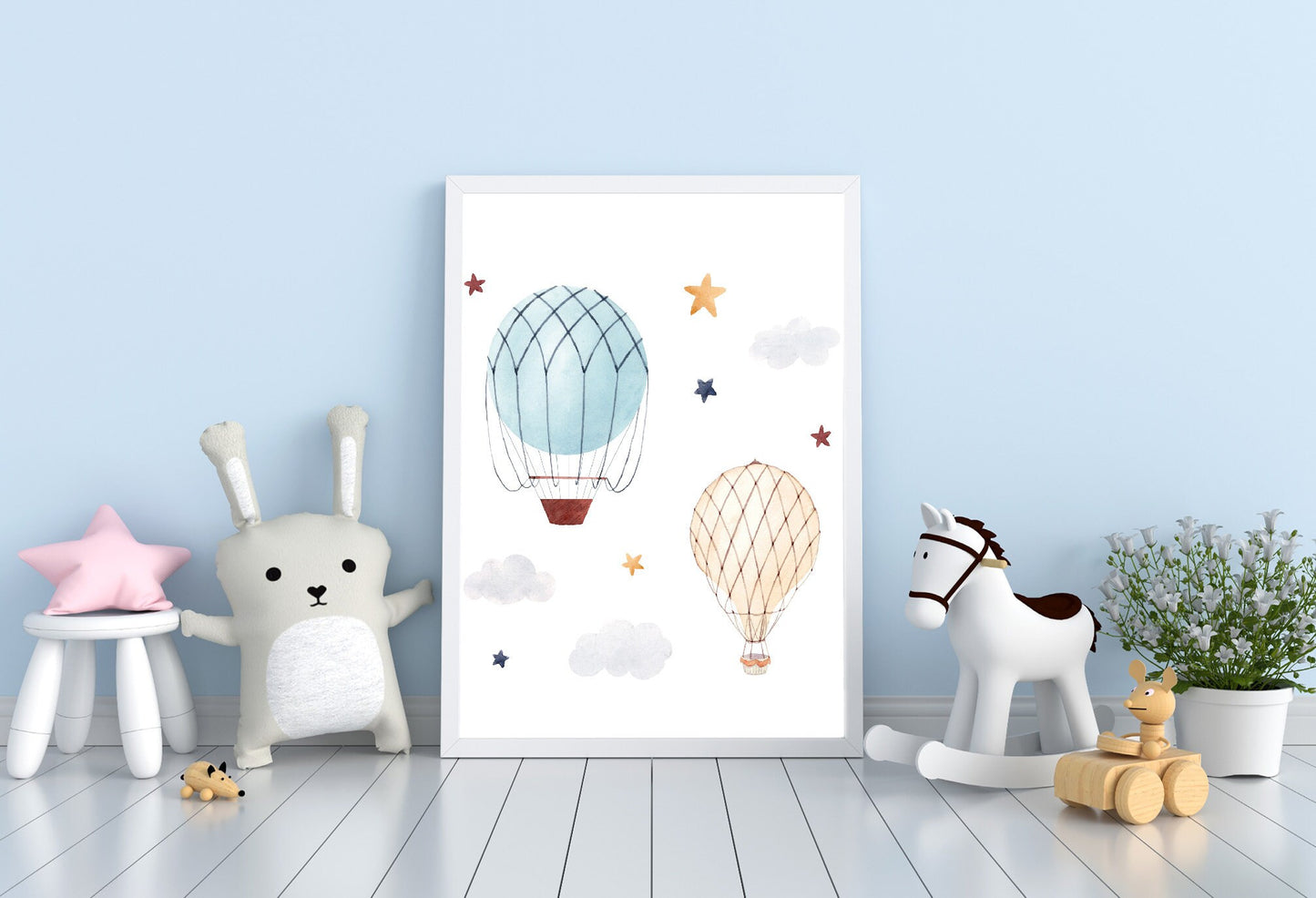 Hot air balloons print poster print home wall nursery art decor modern designed for kids