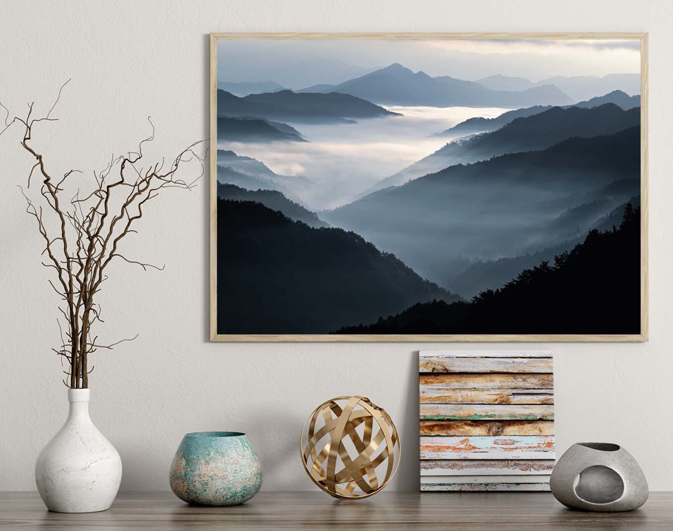 Foggy Forest poster print home wall art decor mountains nature modern design print