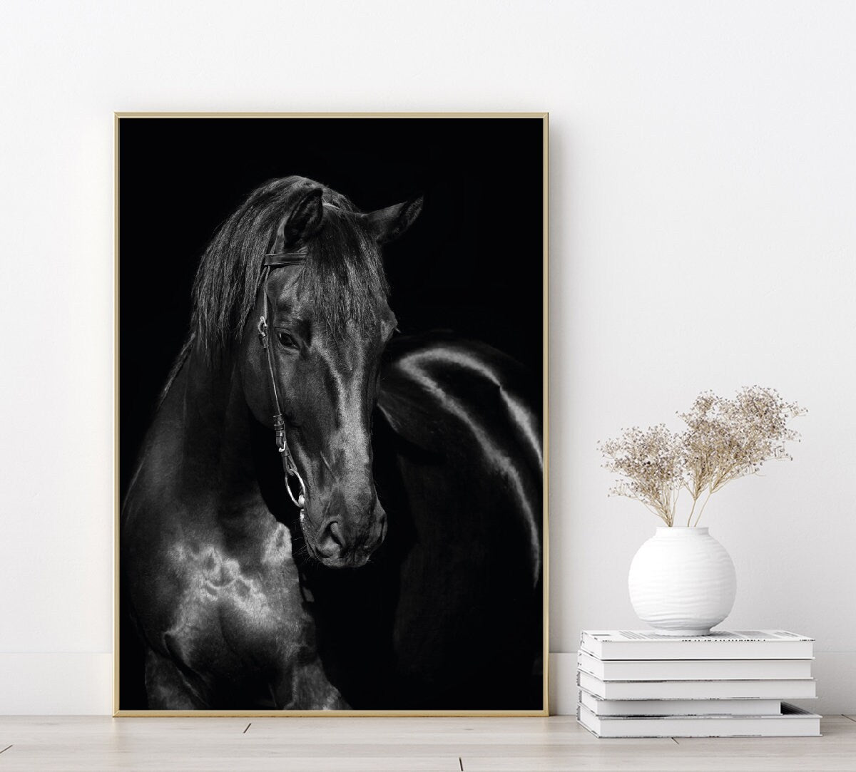 Black Horse poster print home wall art decor animal elegant modern print