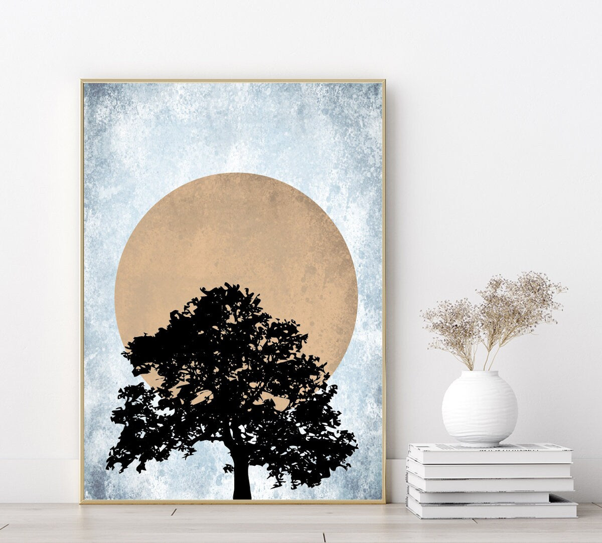 Abstract Poster Tree Sun Home decor  Poster Print Home Decor Dorm living room Bedroom graphic shapes design