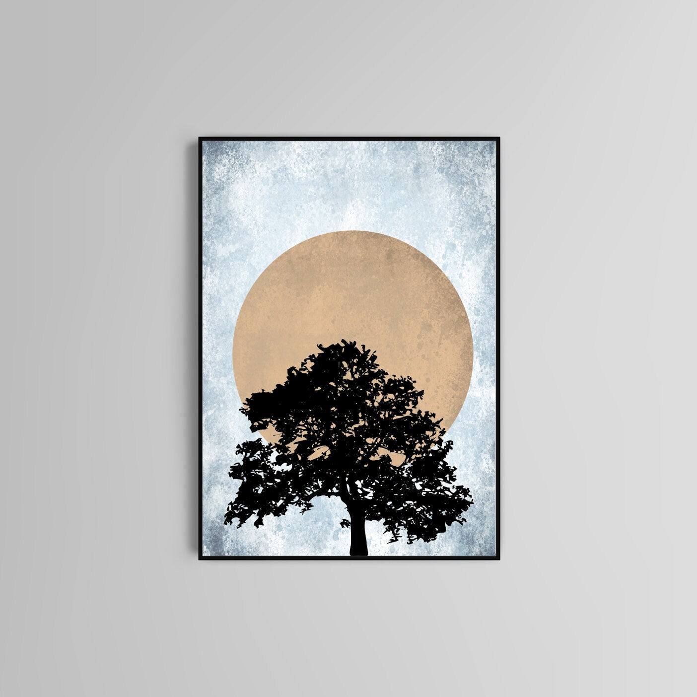 Abstract Poster Tree Sun Home decor  Poster Print Home Decor Dorm living room Bedroom graphic shapes design