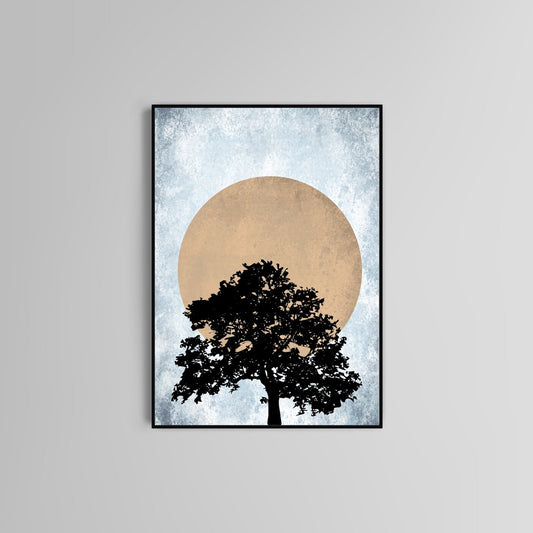 Abstract Poster Tree Sun Home decor  Poster Print Home Decor Dorm living room Bedroom graphic shapes design