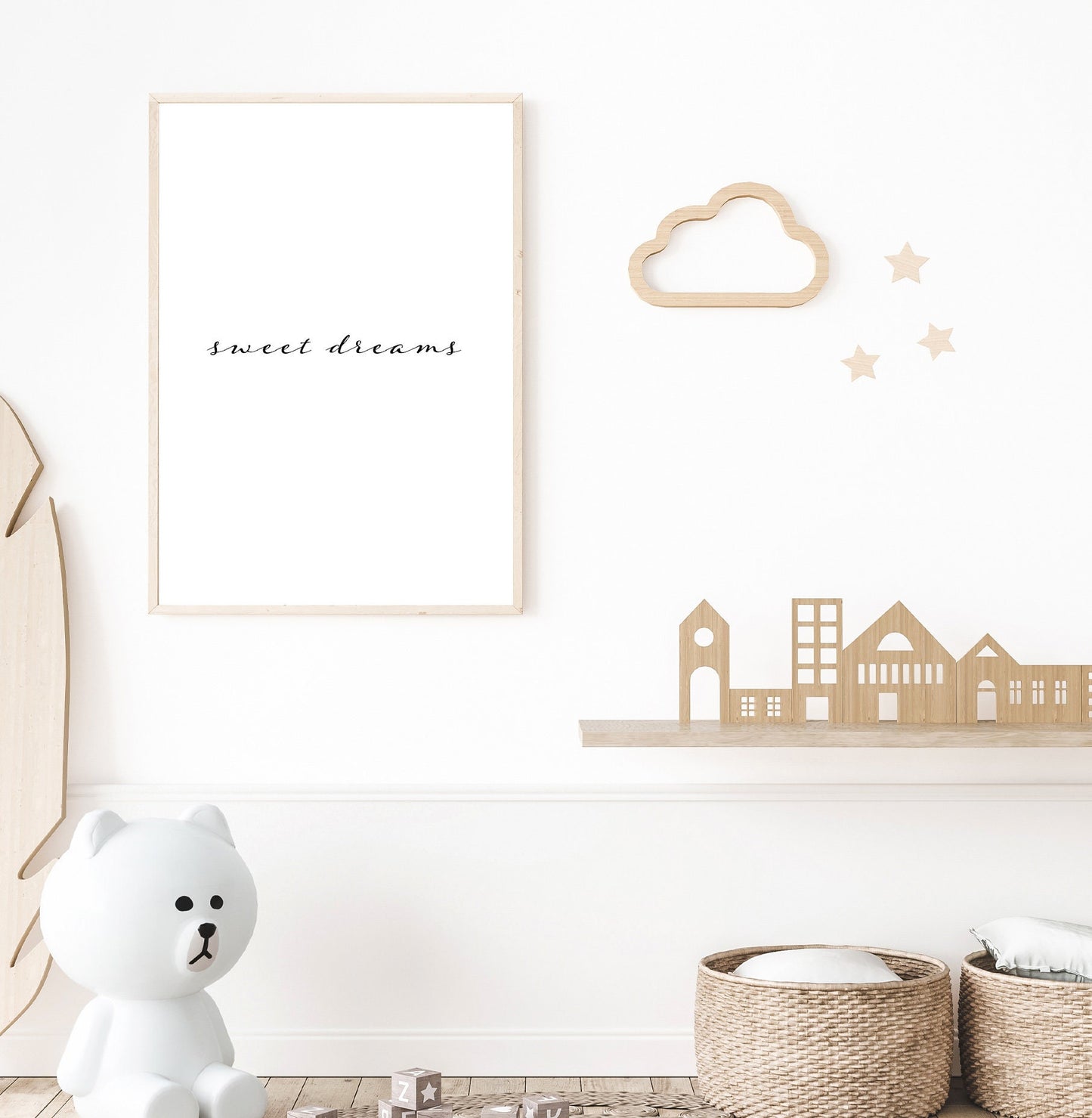 Quote poster print home wall art decor sweet dreams clean simple design