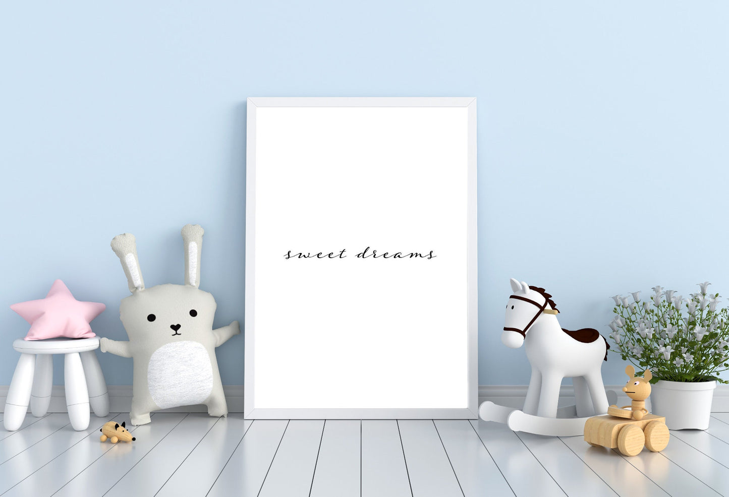 Quote poster print home wall art decor sweet dreams clean simple design