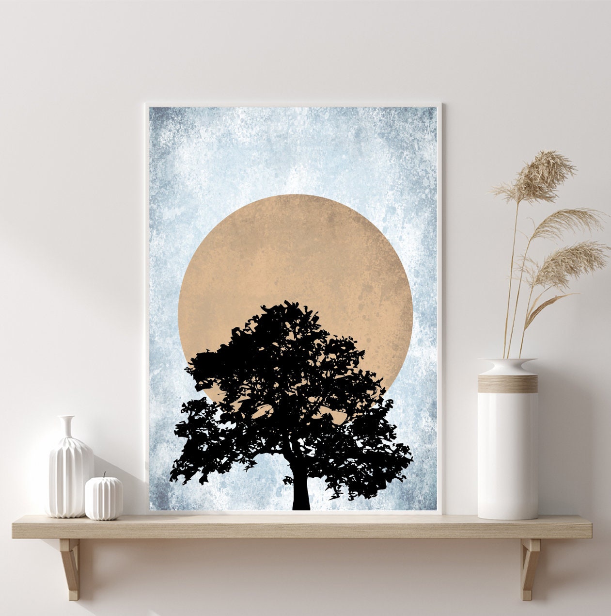 Abstract Poster Tree Sun Home decor  Poster Print Home Decor Dorm living room Bedroom graphic shapes design