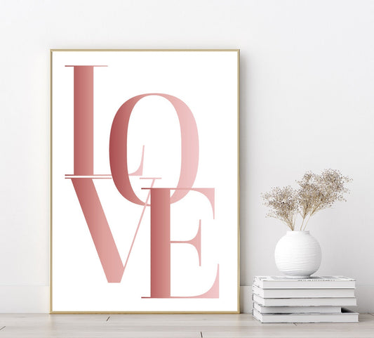 Love Letters poster print home wall art decor pink modern elegant design