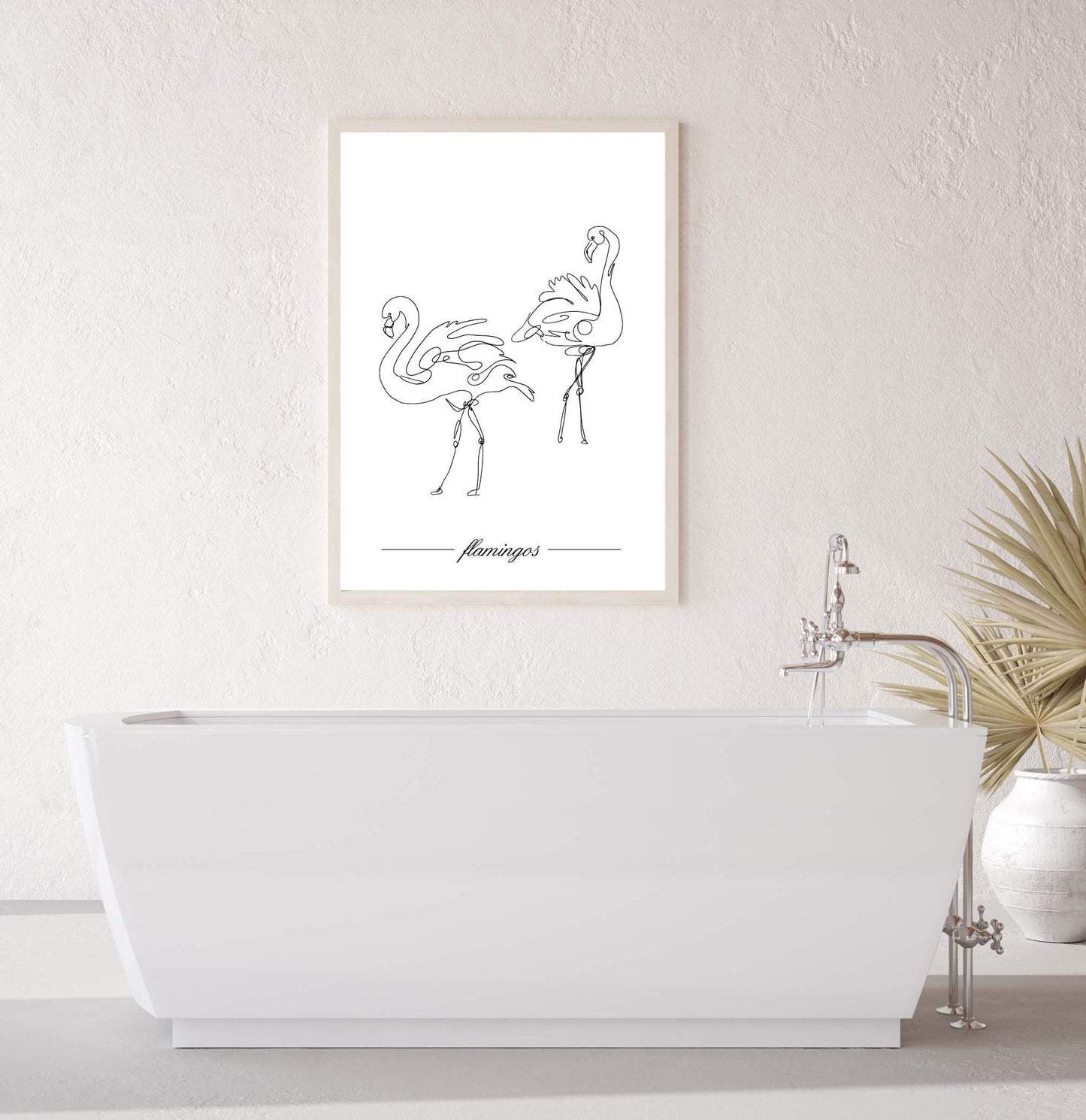 Flamingos poster print home wall art decor one line modern style design