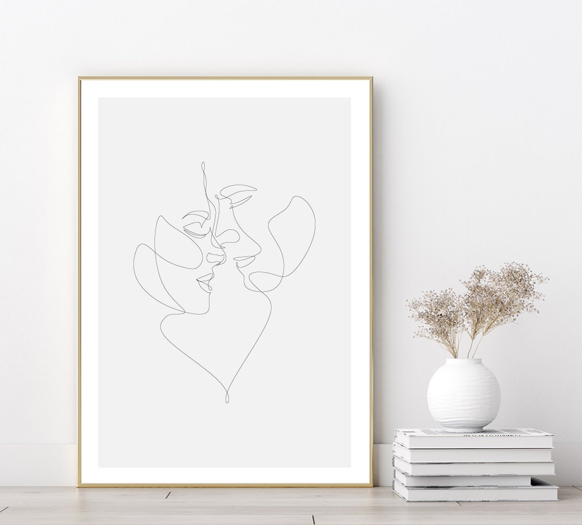 Love poster print home wall art decor modern one line style design