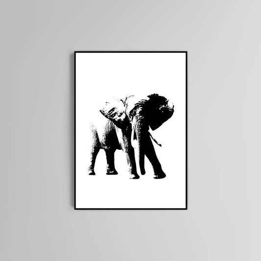 Elephant poster print home wall art decor black and white animal design