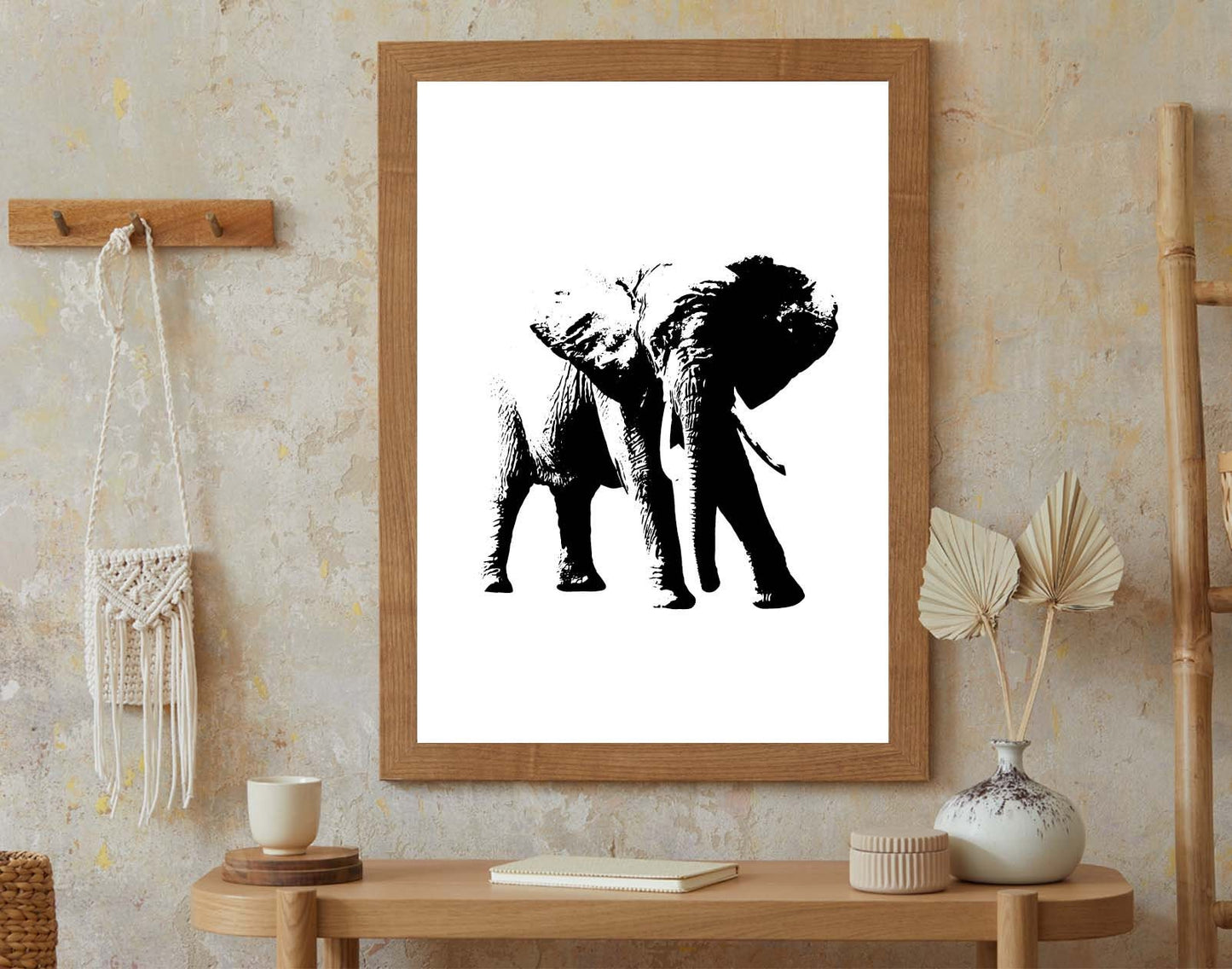 Elephant poster print home wall art decor black and white animal design