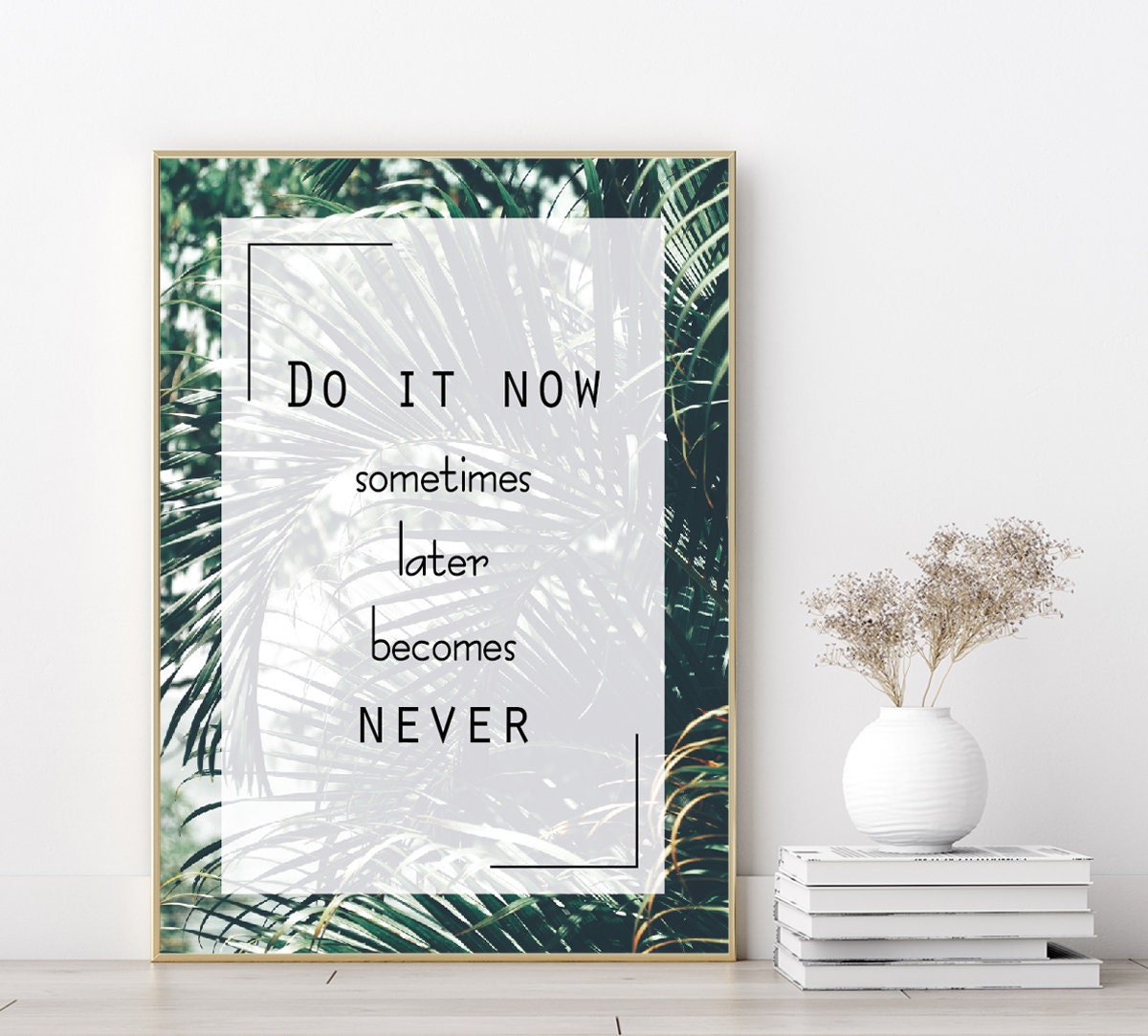 Quote poster print home wall art decor motivational flowers modern design