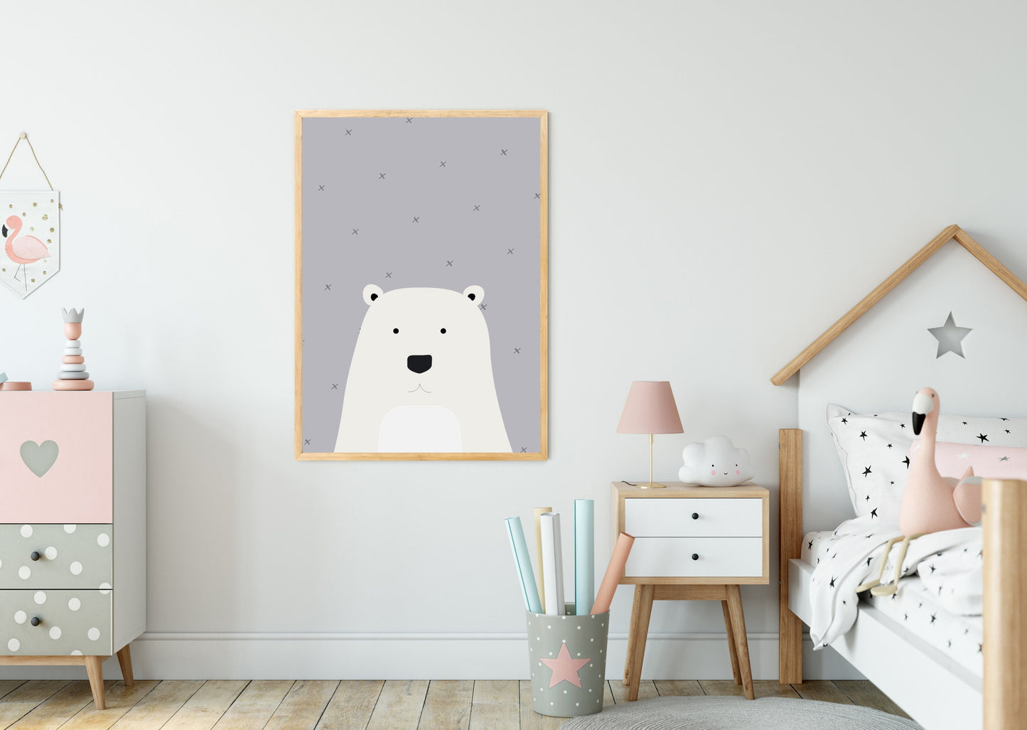 Bear poster print home wall art decor Nordic bear modern design