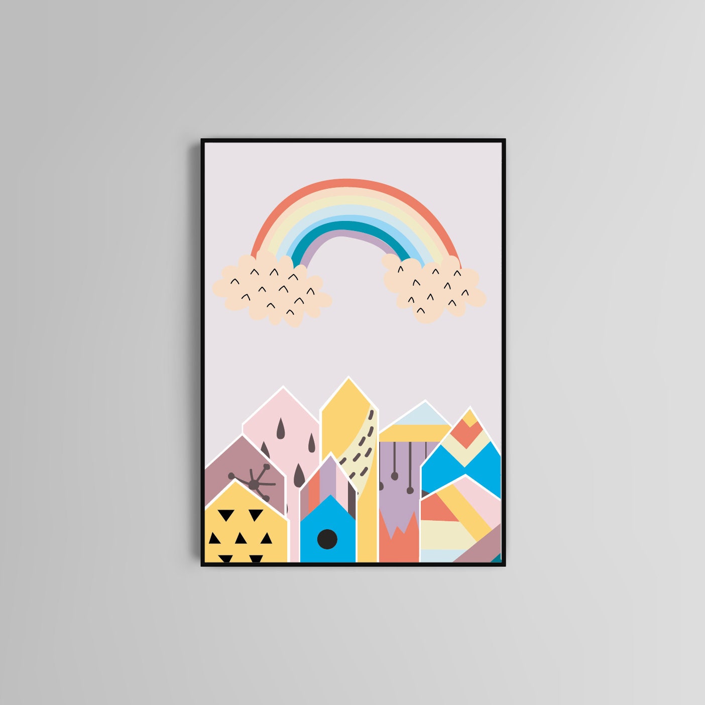 Rainbow poster print home wall nursery kids art decor Nordic rainbow design