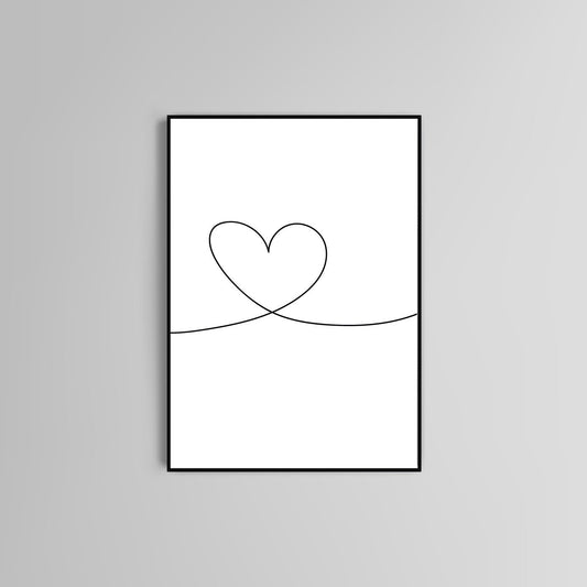 Heart poster print home wall art decor one line modern elegant style design