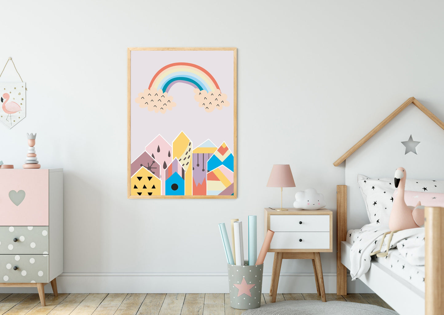 Rainbow poster print home wall nursery kids art decor Nordic rainbow design