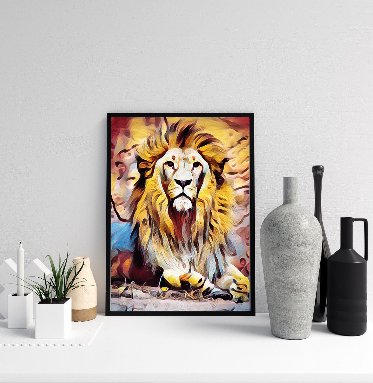 Lion poster print home wall art decor animal lion modern colour print