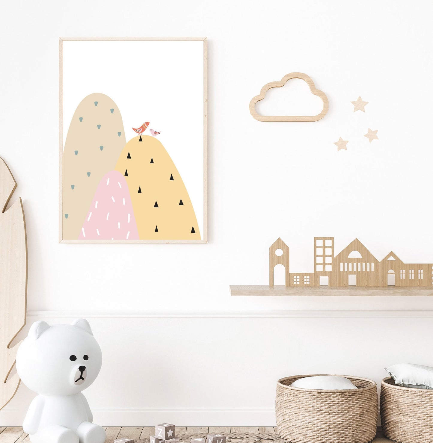 Kids mountains poster print home wall art decor nursery modern kids design