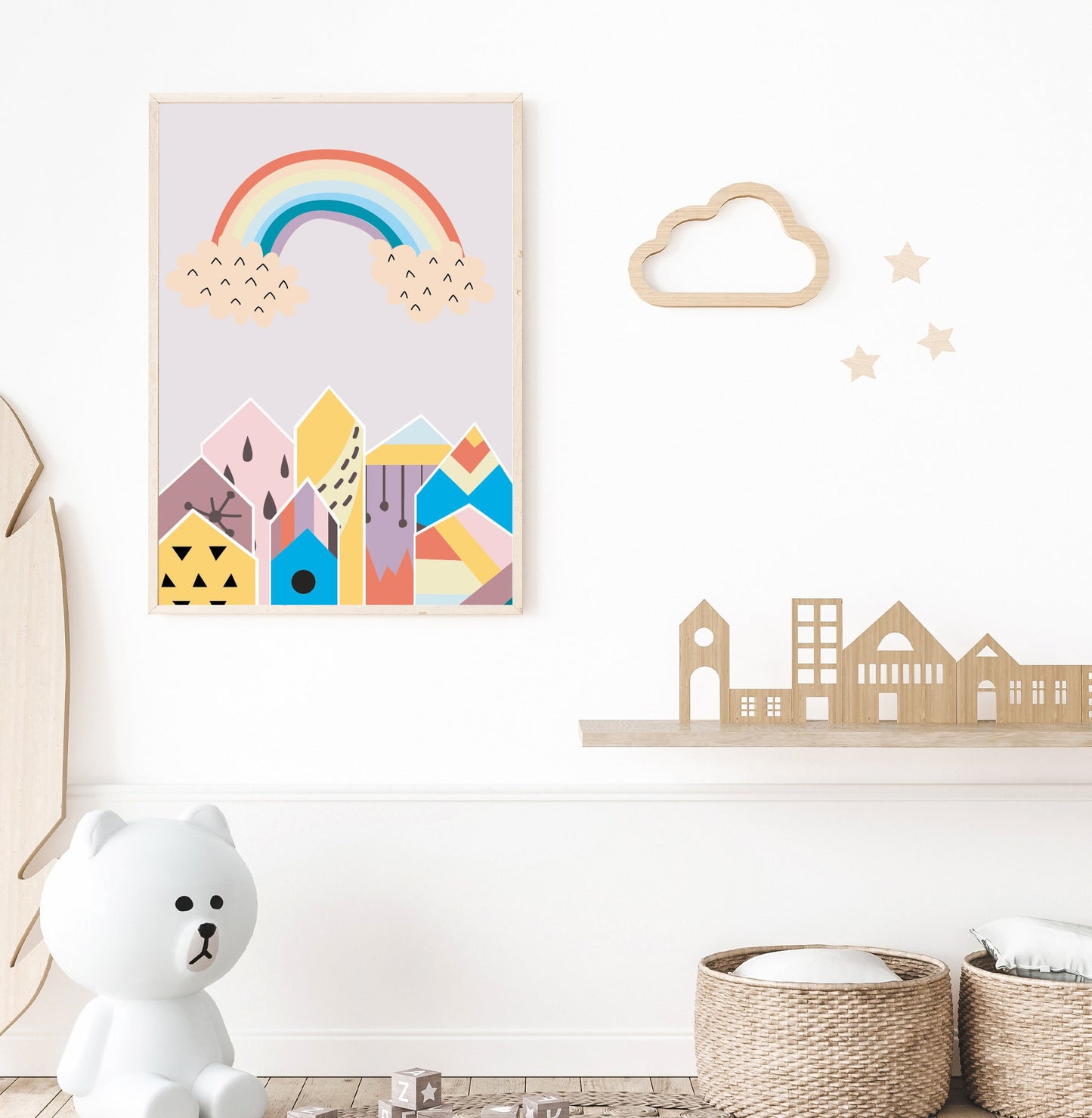 Rainbow poster print home wall nursery kids art decor Nordic rainbow design