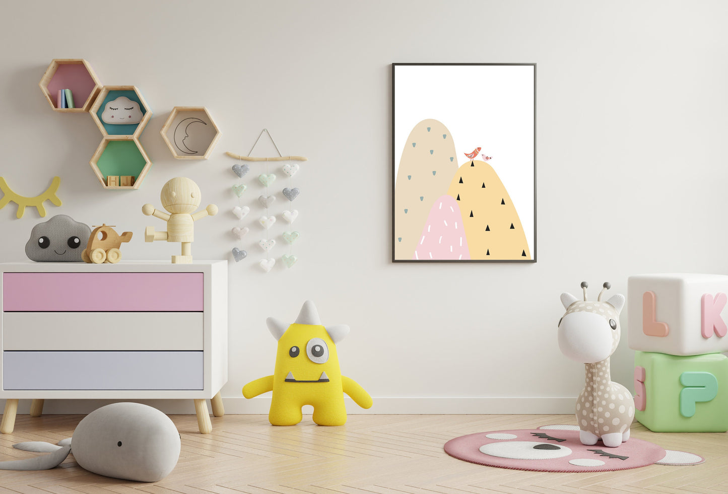 Kids mountains poster print home wall art decor nursery modern kids design