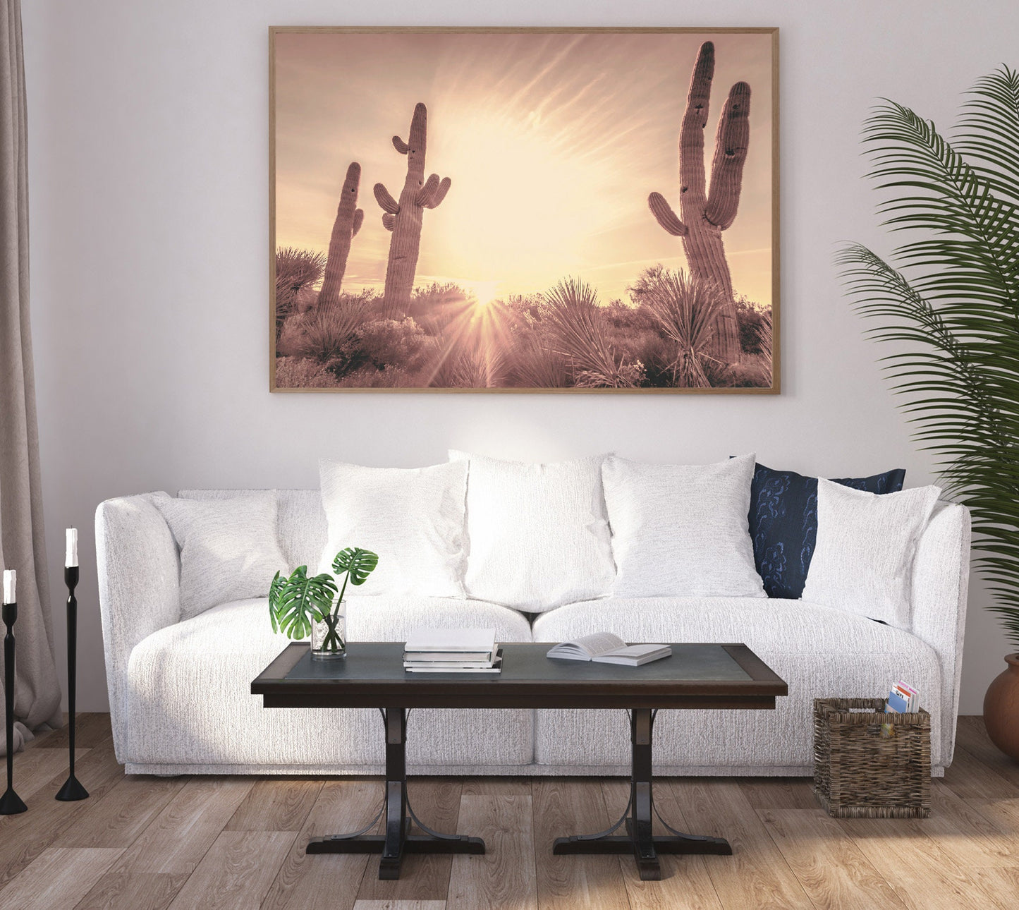 Cactuses on Desert poster print home wall art decor plants sunset modern design