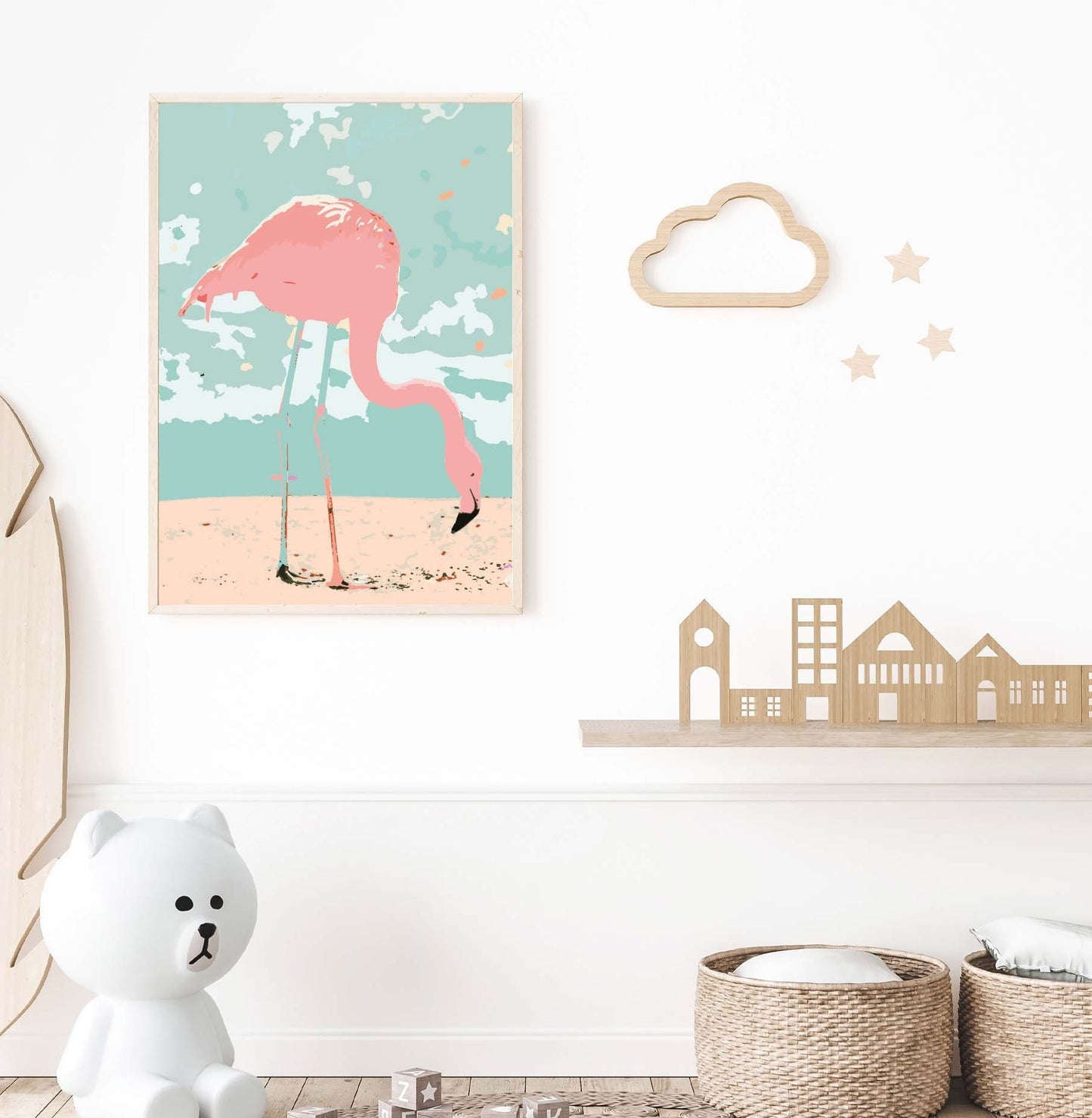 Pink Flamingo poster print home wall art decor nursery kids modern design