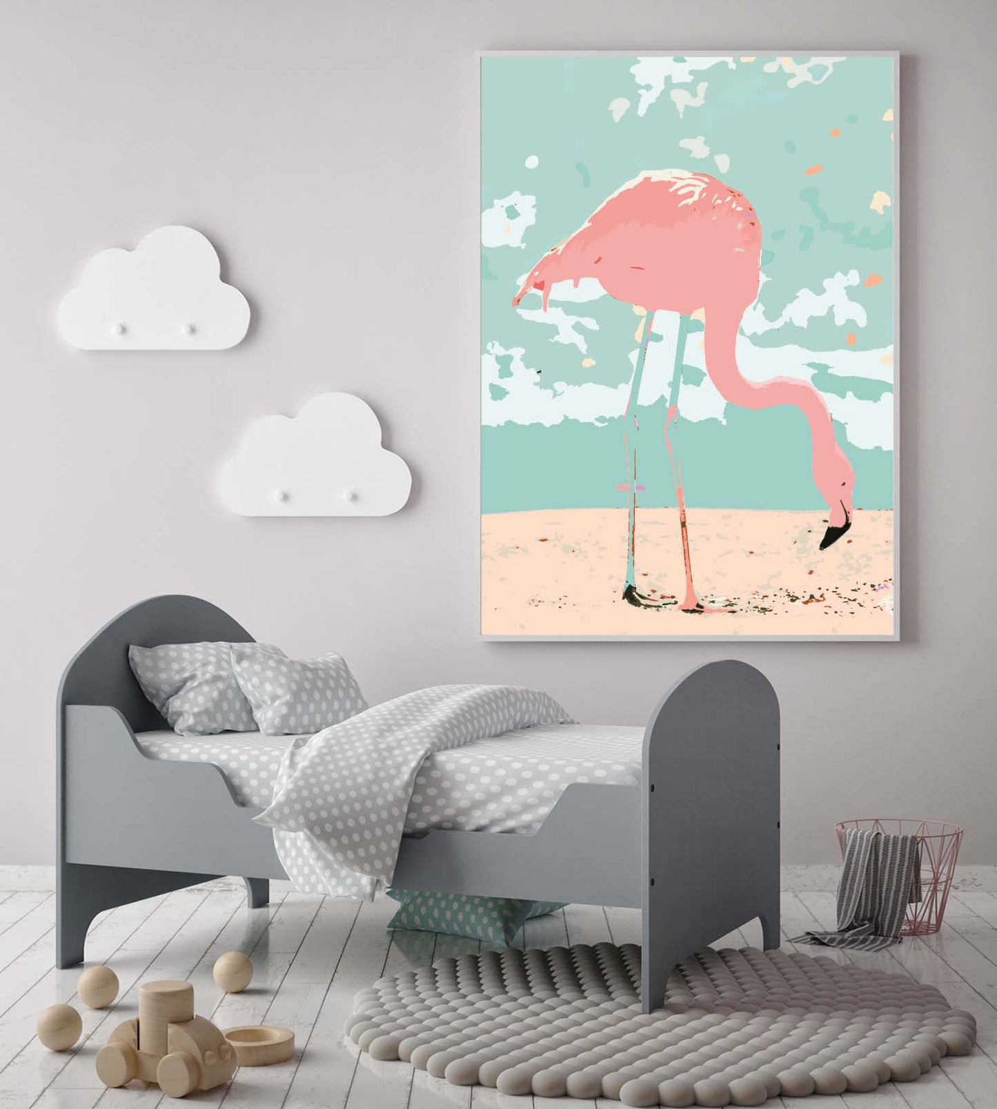 Pink Flamingo poster print home wall art decor nursery kids modern design