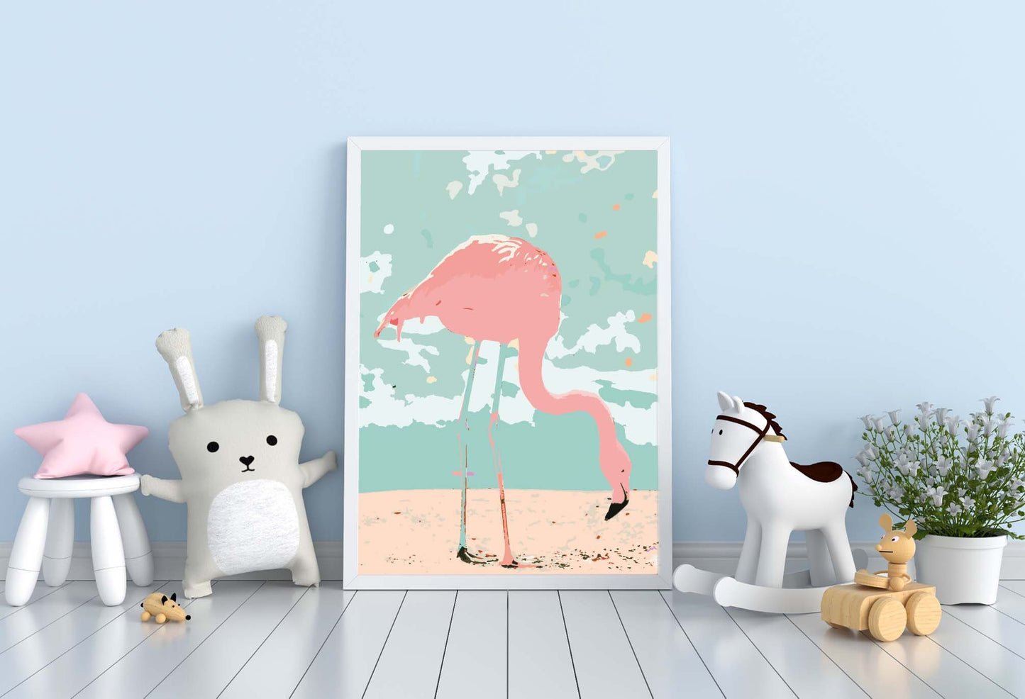 Pink Flamingo poster print home wall art decor nursery kids modern design