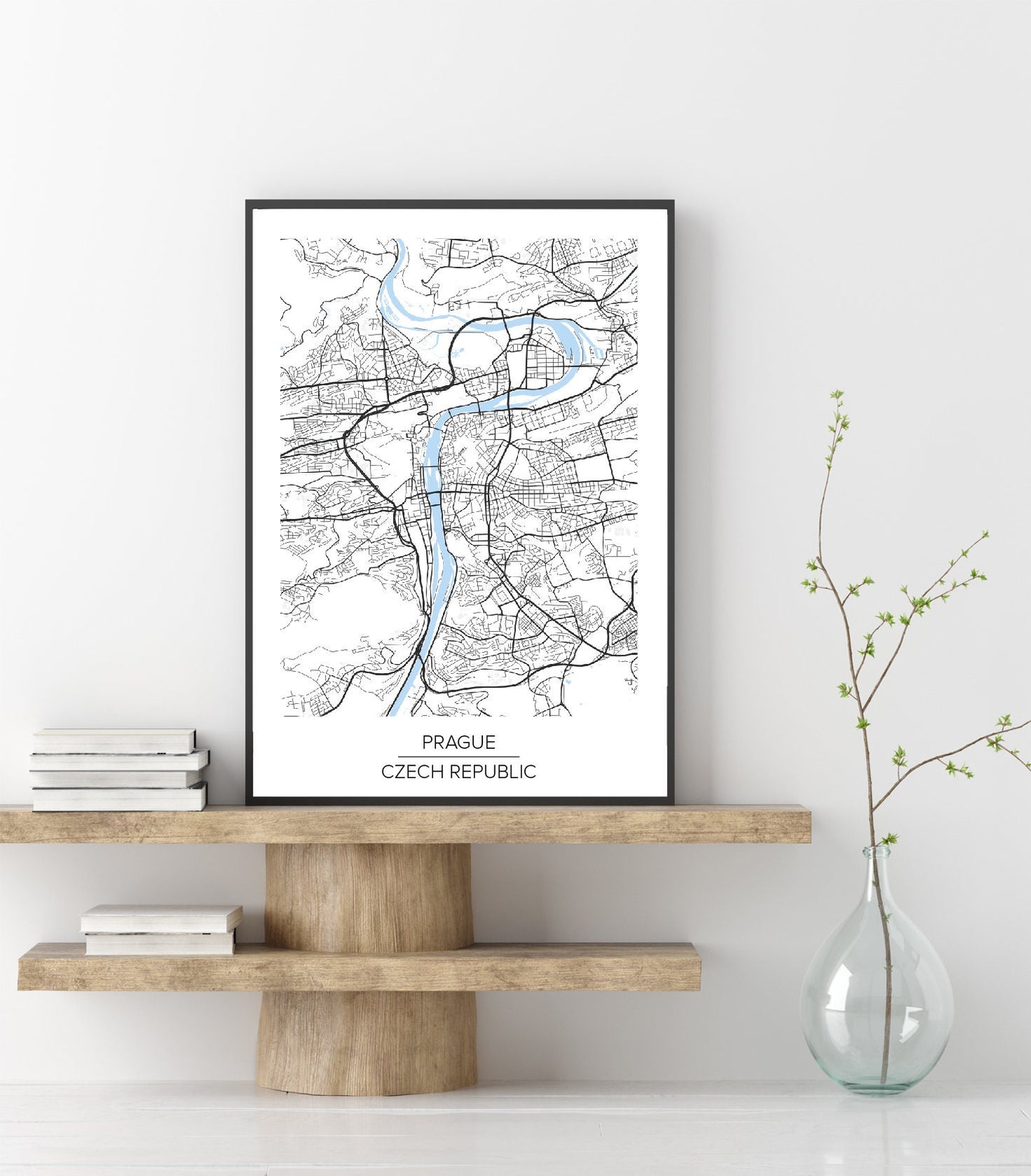 Prague Map poster print home wall art decor modern white European city design