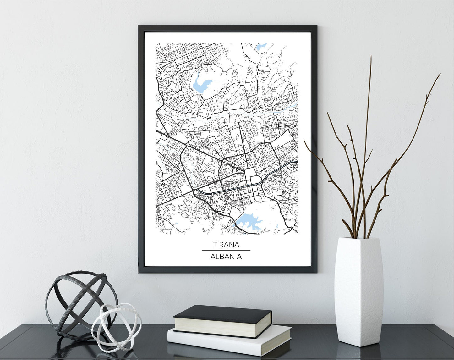 Tirana City Map poster wall art home decor modern elegant poster print