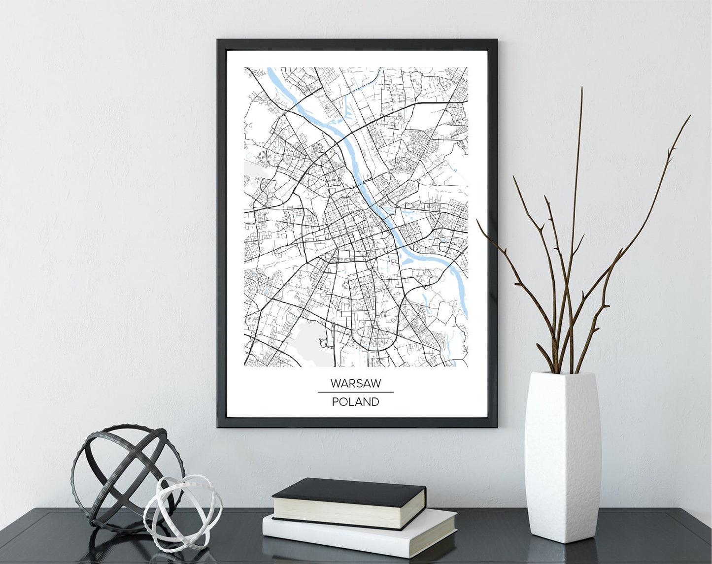 Warsaw map print poster print map gift map art map poster home accessories living room decor