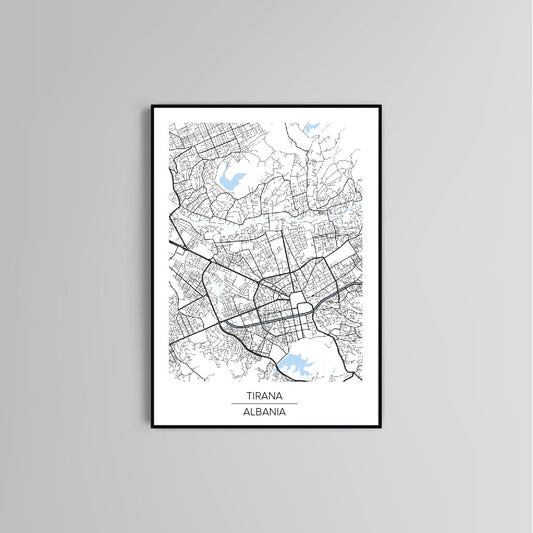 Tirana City Map poster wall art home decor modern elegant poster print