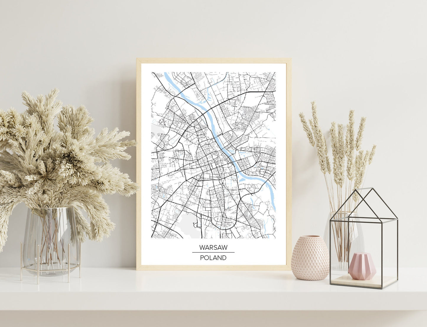 Warsaw map print poster print map gift map art map poster home accessories living room decor