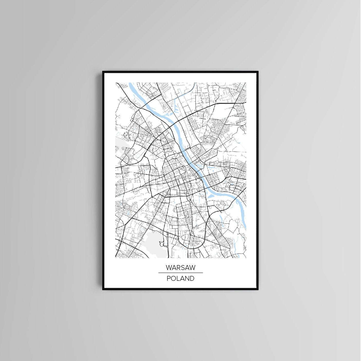 Warsaw map print poster print map gift map art map poster home accessories living room decor