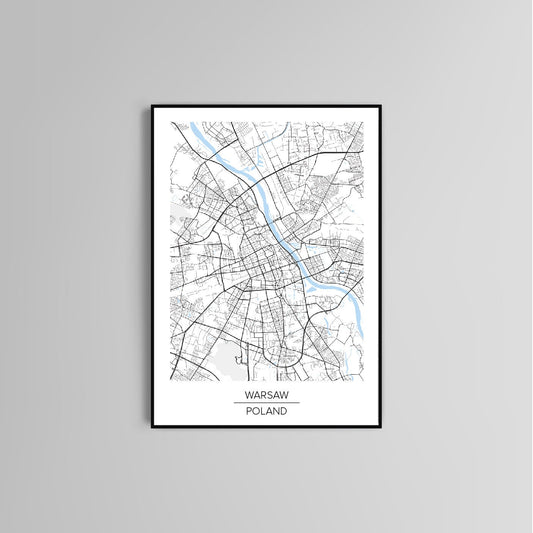 Warsaw map print poster print map gift map art map poster home accessories living room decor