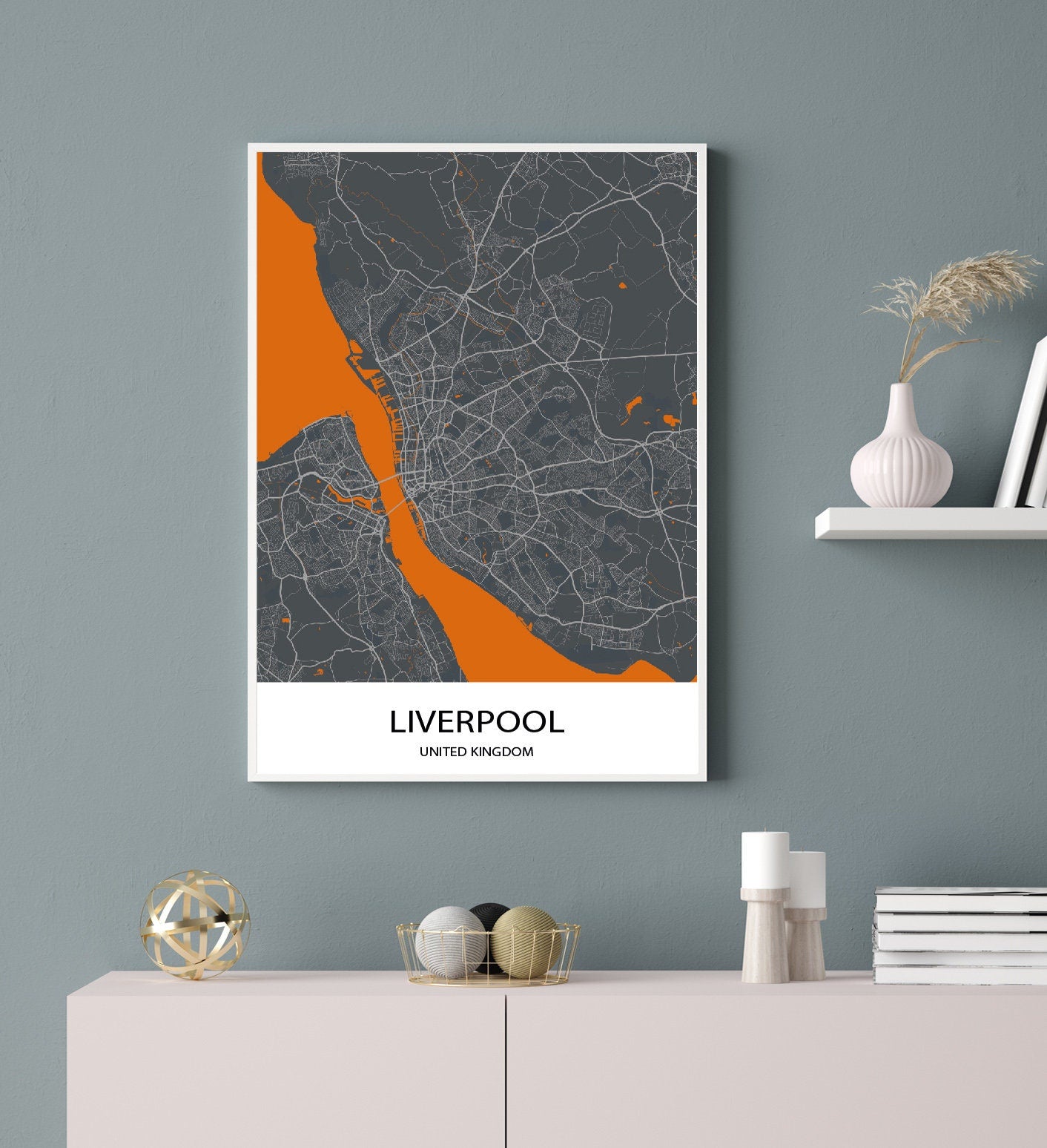 Liverpool Map wall home art decor modern poster print