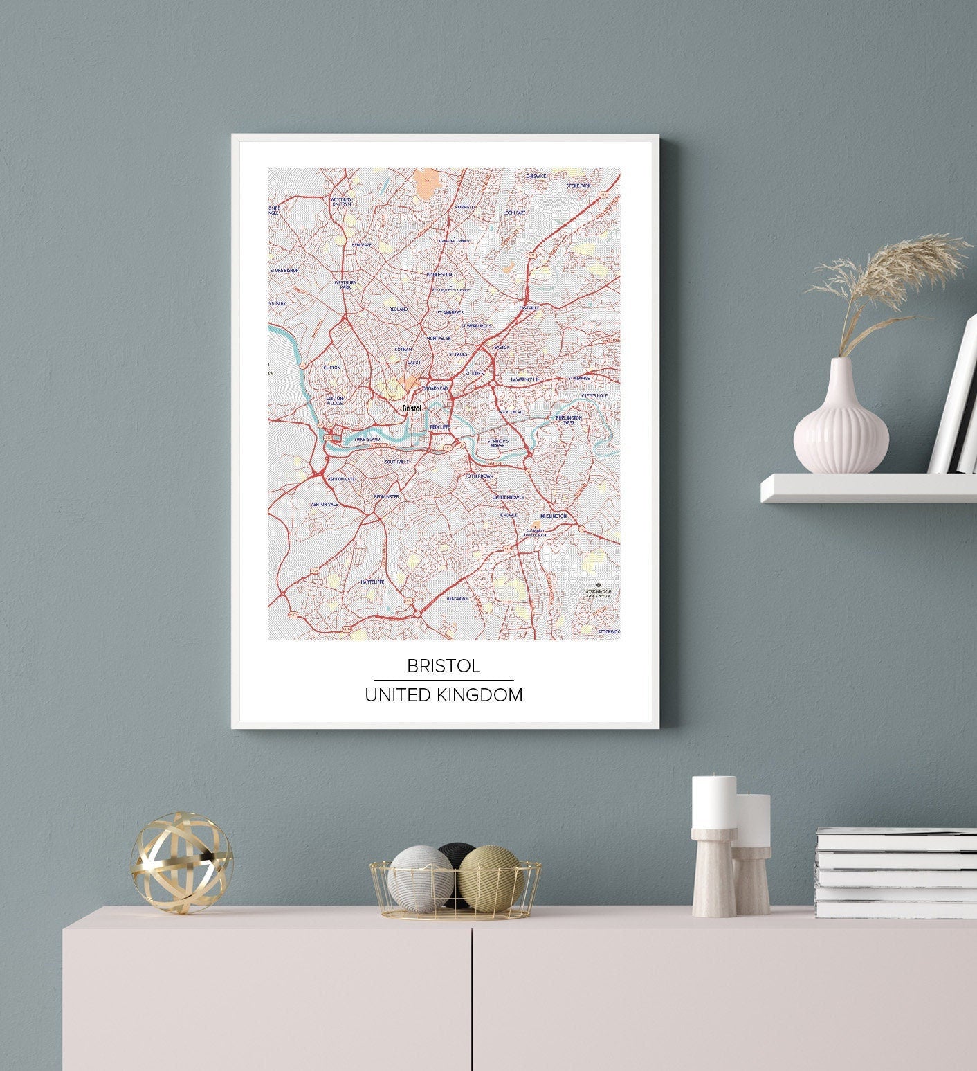 Bristol city map Poster print Eco Print Home Decor Wall Art UK City print Modern Map