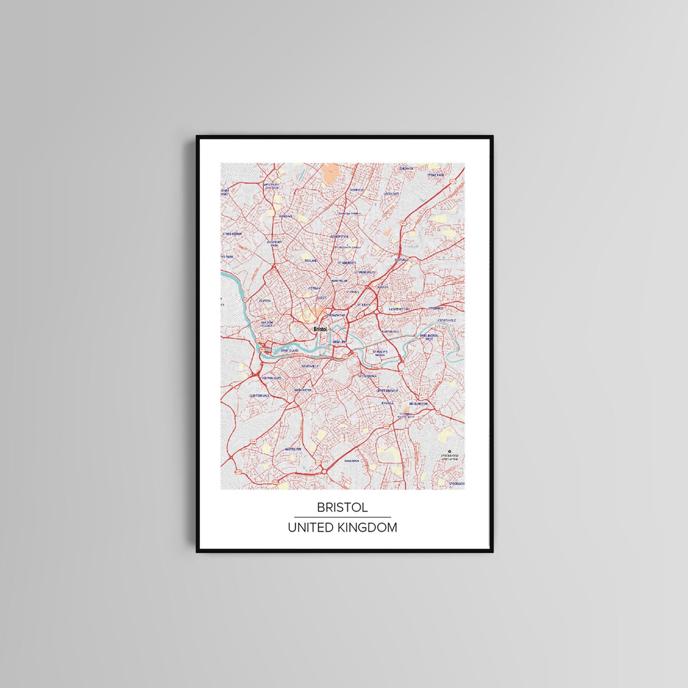 Bristol city map Poster print Eco Print Home Decor Wall Art UK City print Modern Map