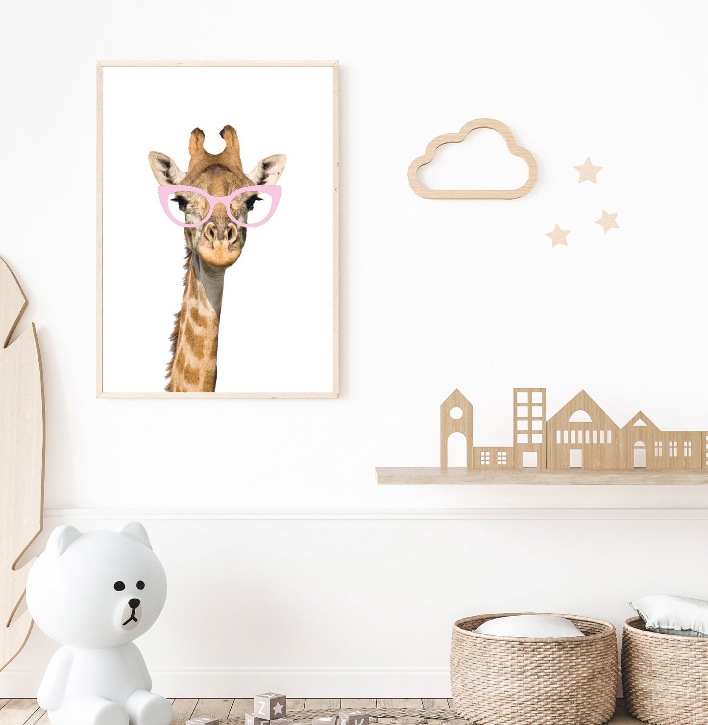 Animal Print, Giraffe Print, Pink Glasses, Nursery Wall Art , bedroom decorations, wall decor, Home Accessories, Animal